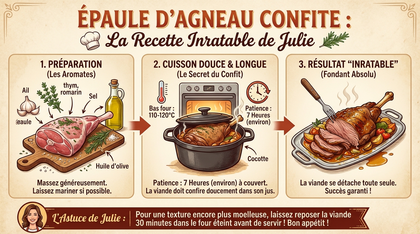 Épaule d'agneau confite : la recette inratable de julie 1 Étapes de préparation