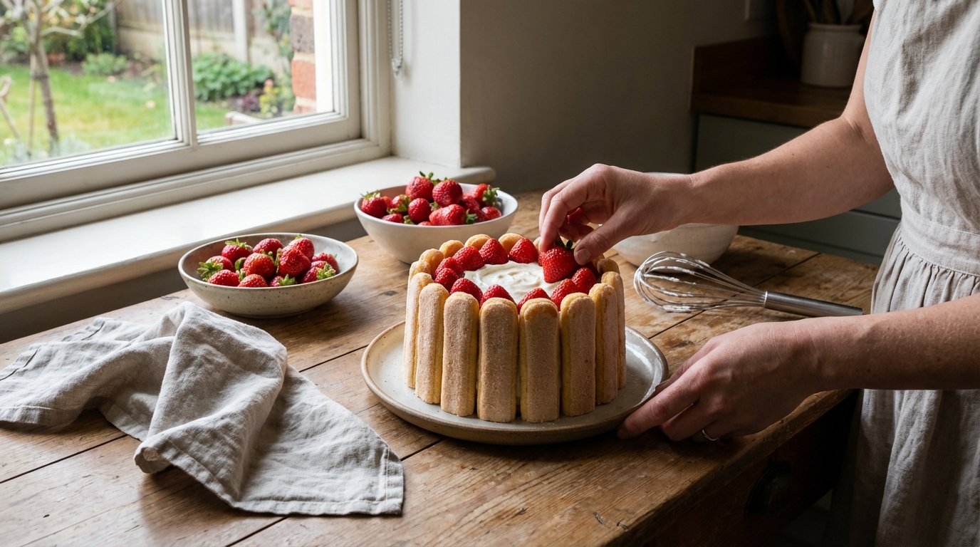 La charlotte aux fraises au fromage blanc et mascarpone