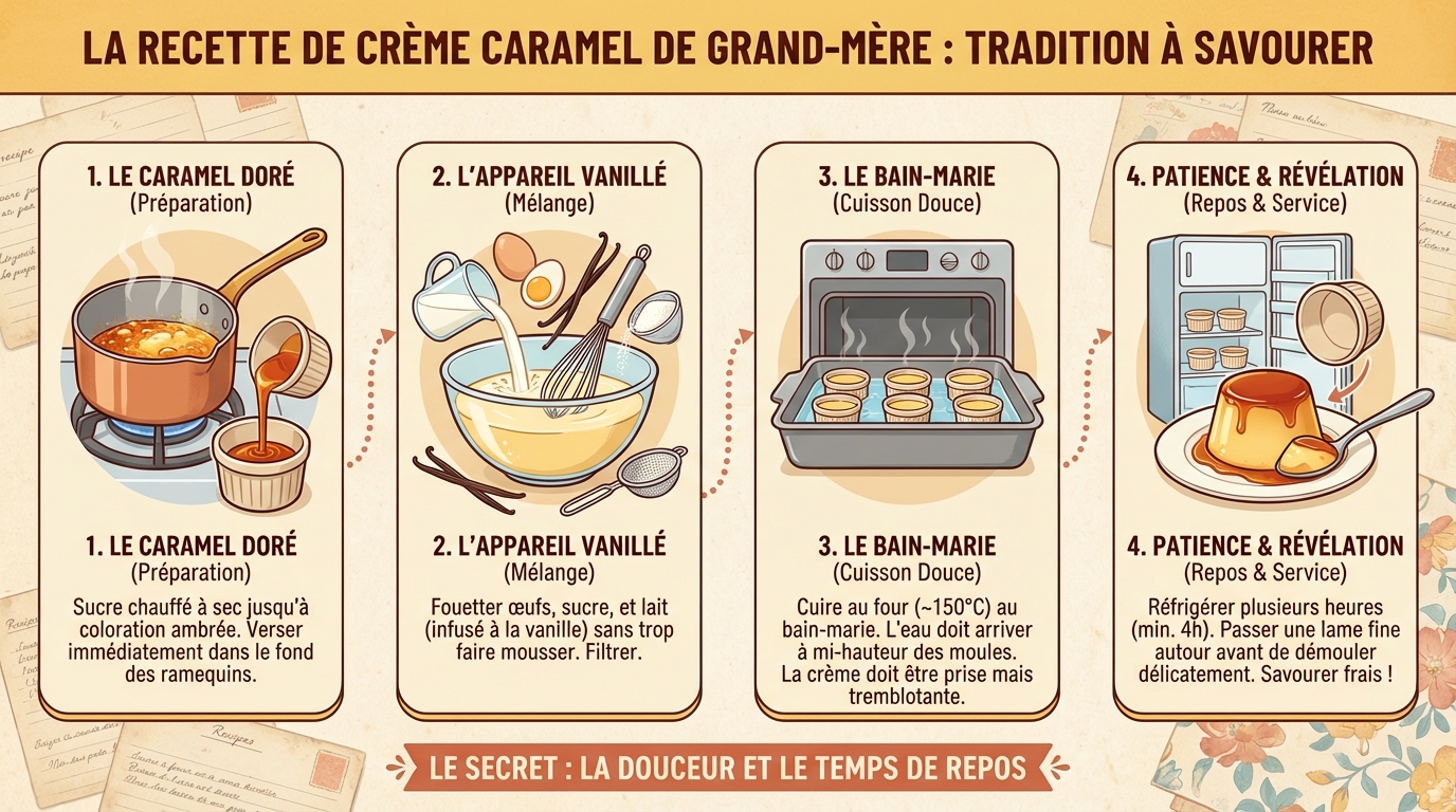 La recette de crème caramel de grand-mère à savourer 1 Conseils pour réussir votre crème caramel