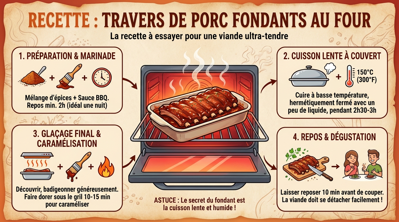 La recette de travers de porc fondant au four à essayer 1 Cuisson au four