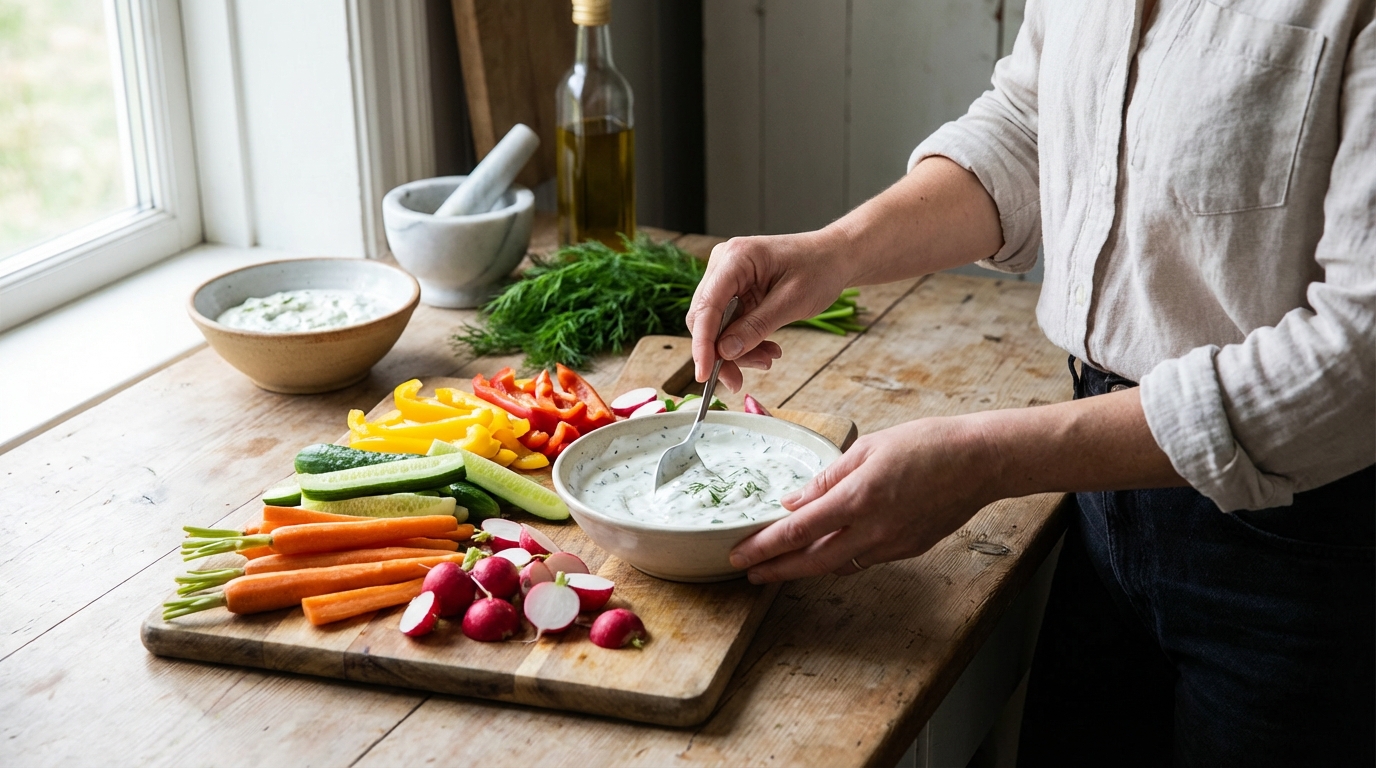 La recette parfaite de sauce yaourt pour tremper les légumes crus