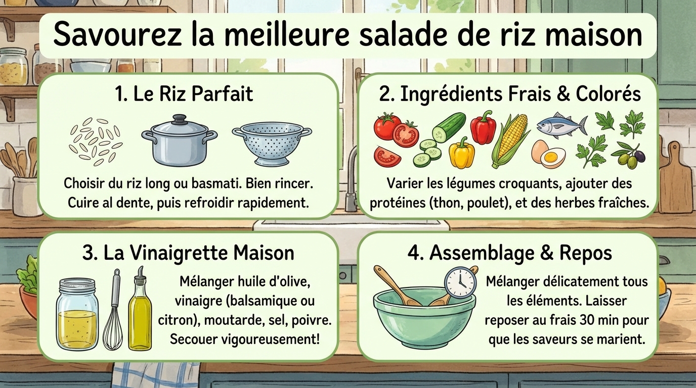Savourez la meilleure salade de riz maison 1 Préparation étape par étape