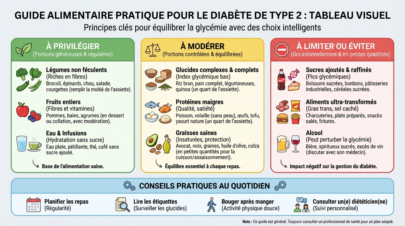 Tableau alimentaire pour diabétique de type 2 : guide pratique 1 Les aliments à privilégier