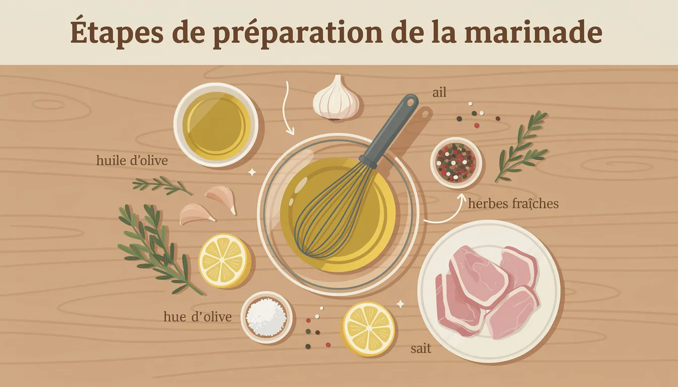 Étapes de préparation de la marinade