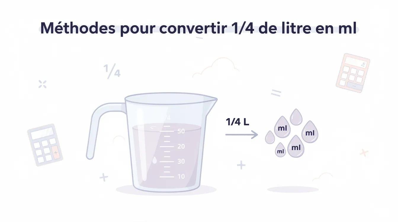 Méthodes pour convertir 1/4 de litre en ml