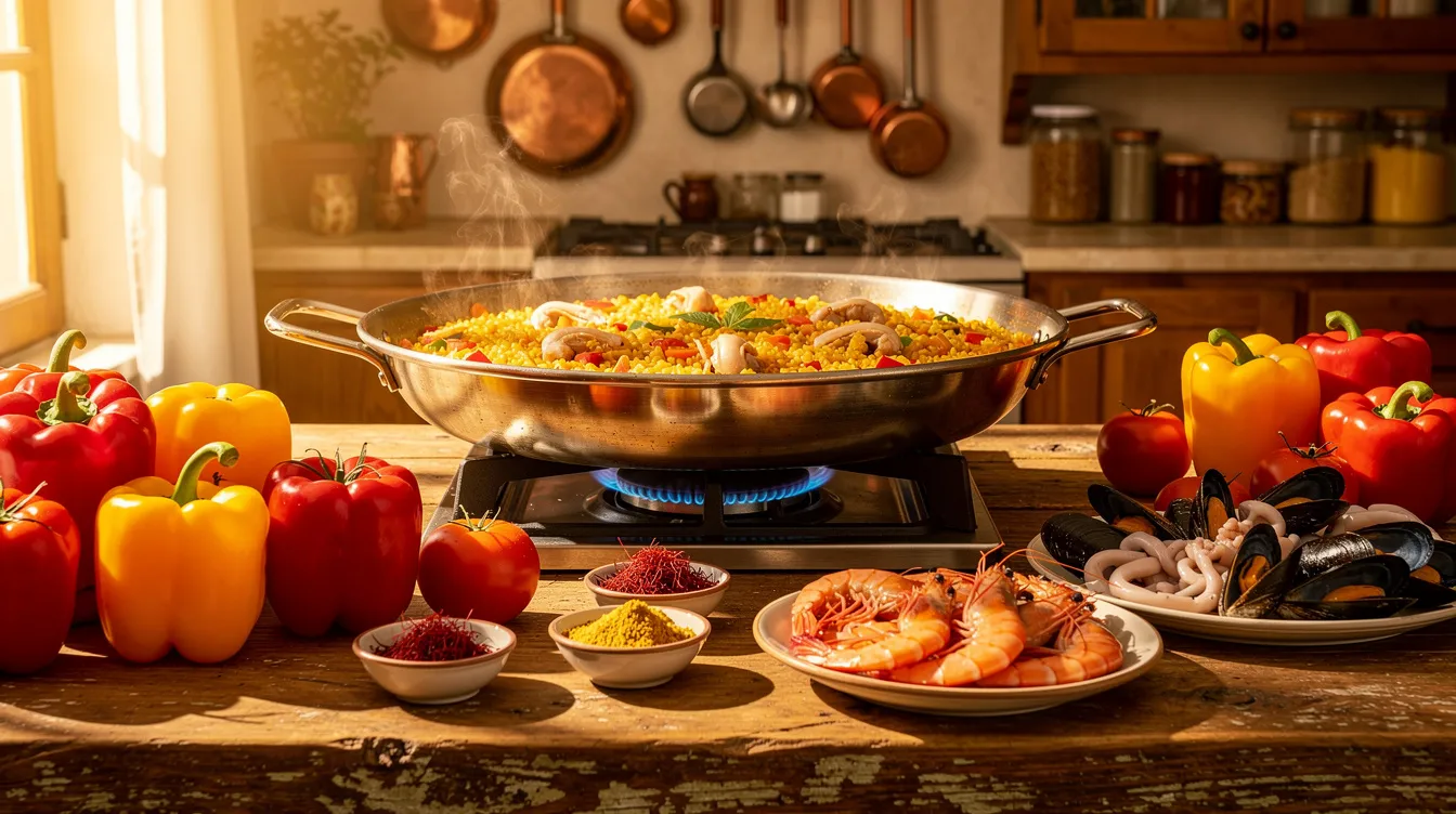 Étapes de préparation de la paella